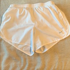 All White Nike Running Shorts